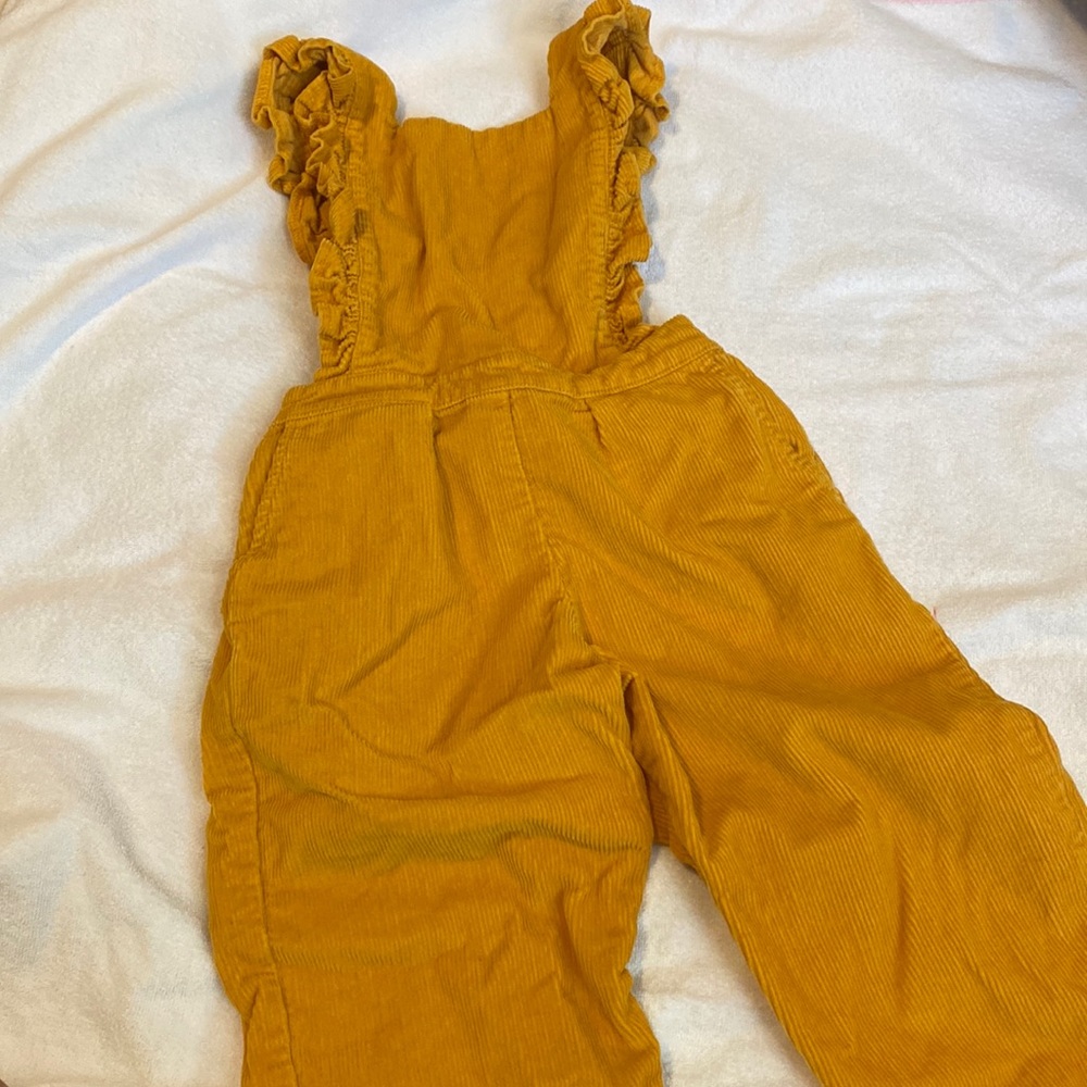 Toddler Girl yellow corduroy overalls